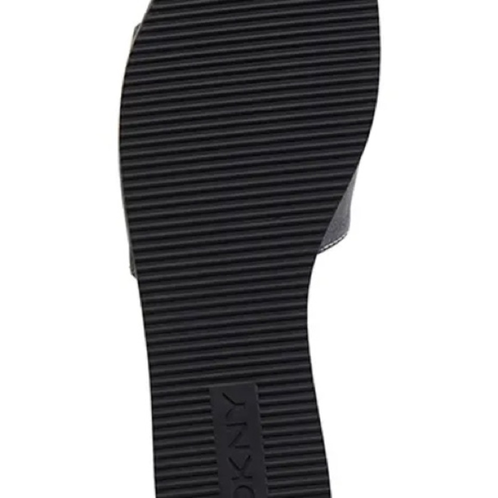 NIB DKNY Baby Flat Slide Himalaya Leather Black Sandals – Size 8.5 - Picture 6 of 8